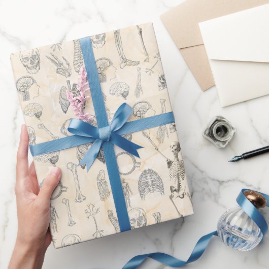 ヴィンテージ人体の解剖学的クリームマーフィルマーブル ラッピングペーパー (ギフト)