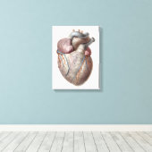 ヴィンテージ人体解剖学ハート器官ヘルシー キャンバスプリント (インサイチュ (ウッドフロア))