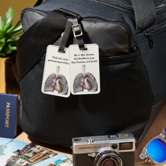 ヴィンテージ人体解剖学 肺 心臓 器官 血液 ラゲッジタグ (正面&裏面)