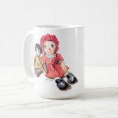 ヴィンテージ人形と友情ことわざ コーヒーマグカップ (正面左)