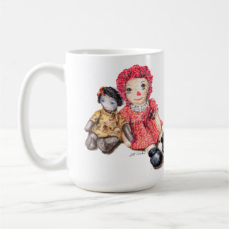 ヴィンテージ人形と友情ことわざ コーヒーマグカップ