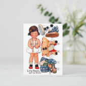 ヴィンテージ人形小さな女の子パメラ葉書 ポストカード (スタンド正面)