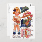 ヴィンテージ人形小さな女の子ペギー葉書 ポストカード (正面/裏面)