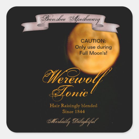 ヴィンテージ人狼トニックハロウィーンボトルシール スクエアシール (正面)