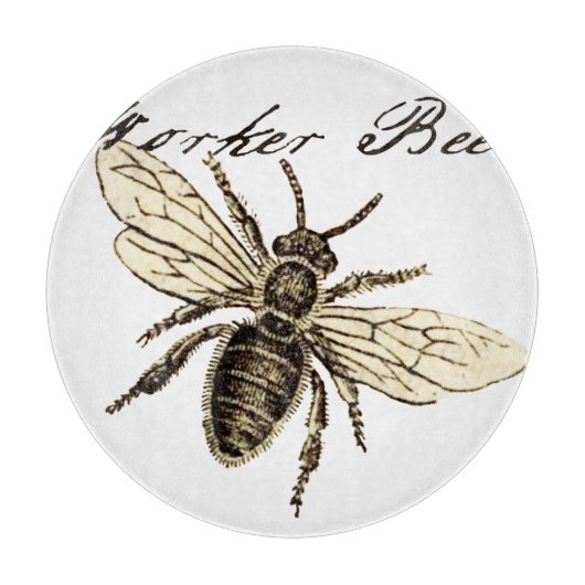 ヴィンテージ人蜂イラストレーションアンティーク カッティングボード (正面)