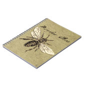 ヴィンテージ人蜂イラストレーションアンティーク ノートブック (左側)