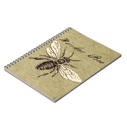 ヴィンテージ人蜂イラストレーションアンティーク ノートブック (左側)