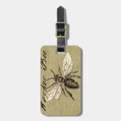 ヴィンテージ人蜂イラストレーションアンティーク ラゲッジタグ (正面縦)
