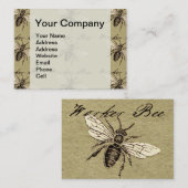 ヴィンテージ人蜂イラストレーションアンティーク 名刺 (正面/裏面)