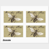 ヴィンテージ人蜂イラストレーションアンティーク 長方形シール (シート)