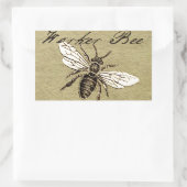 ヴィンテージ人蜂イラストレーションアンティーク 長方形シール (バッグ)