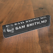 ヴィンテージ人間のスカル。医者に。 デスクネームプレート (側面)