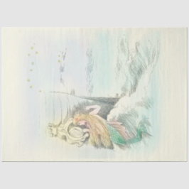 ヴィンテージ人魚が船の窓をのぞきこむ 薄葉紙