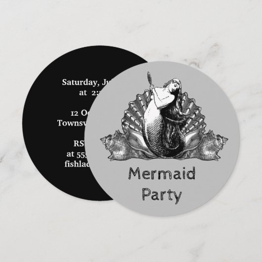 ヴィンテージ人魚と貝殻 (正面/裏面)