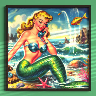 ヴィンテージ人魚のピン留め ポスター