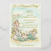 ヴィンテージ人魚の海の下のパーティー 箔招待状 (裏面)