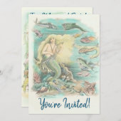 ヴィンテージ人魚の海の下パーティー 招待状 (正面/裏面)