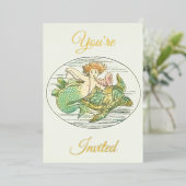 ヴィンテージ人魚の海の下パーティー 箔招待状 (立ち正面)