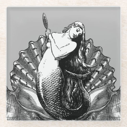 ヴィンテージ人魚 ガラスコースター (正面)
