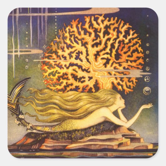 ヴィンテージ人魚 スクエアシール (正面)