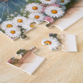 ヴィンテージ付きピンク自転車デイジー ジグソーパズル (側面)