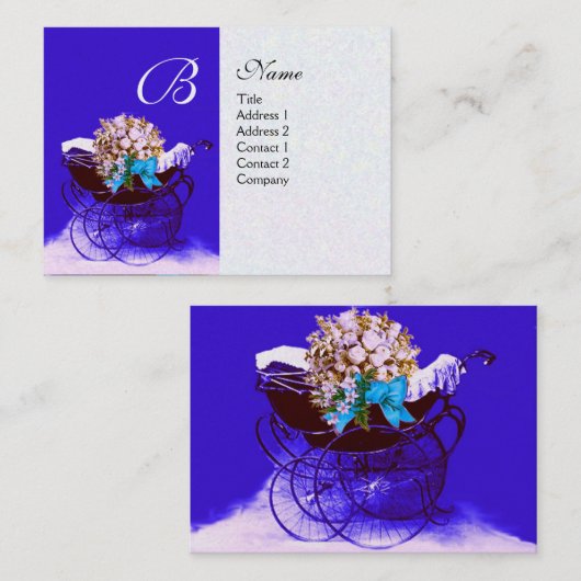 ヴィンテージ付きフラワーベビーシャワー、パール紙 名刺 (正面/裏面)