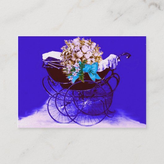 ヴィンテージ付きフラワーベビーシャワー、パール紙 名刺 (裏面)