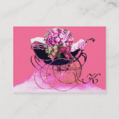 ヴィンテージ付きフラワーベビーシャワー、パール紙 名刺 (裏面)