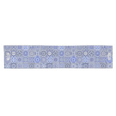 ヴィンテージ付きブルーカントリーキッチンタイル ショートテーブルランナー (横)