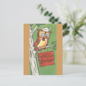 ヴィンテージ付き兄弟用フクロウハッピーバースデー ポストカード (スタンド正面)