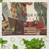 ヴィンテージ付き夫婦 キッチンタオル (折り畳み)