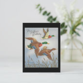 ヴィンテージ付き父用アヒルハッピーバースデー ポストカード (スタンド正面)