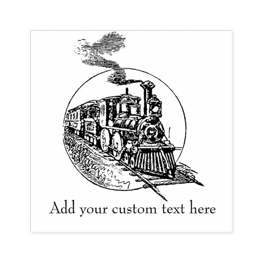 ヴィンテージ付き蒸気機関車列車 ラバースタンプ (インプリント)