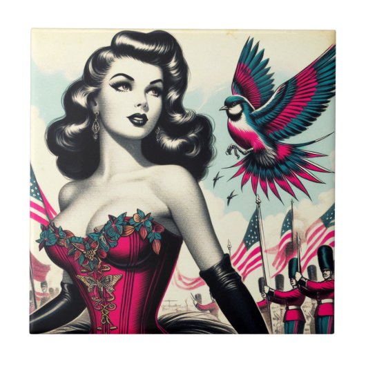 ヴィンテージ代替コルセットのピン設定 タイル (正面)