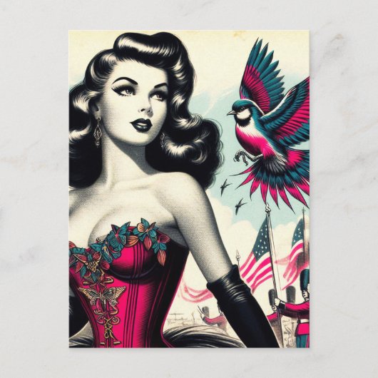 ヴィンテージ代替コルセットのピン設定 ポストカード (正面)