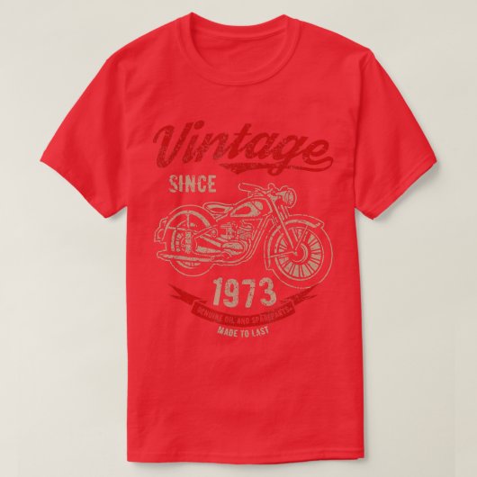 ヴィンテージ以来1973誕生日ギフトバイク Tシャツ (デザイン正面)