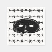 ヴィンテージ仮装パーティーマスク白黒 スタンダードカクテルナプキン (正面)