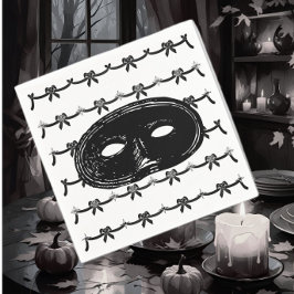 ヴィンテージ仮装パーティーマスク白黒 スタンダードカクテルナプキン