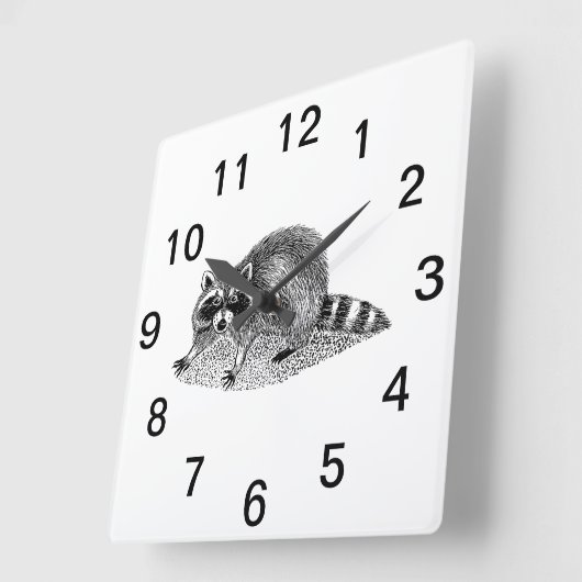 ヴィンテージ仮面ラクーン スクエア壁時計 (傾斜)