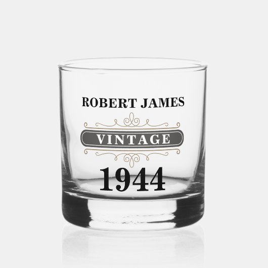 ヴィンテージ任意の誕生日 ウイスキーグラス (正面)