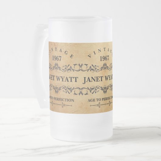 ヴィンテージ任意の誕生日 フロストグラスビールジョッキ (正面左)