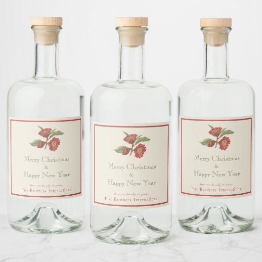 ヴィンテージ企業のレッドフローラホリデーカスタム リキュールボトルラベル (ボトル)