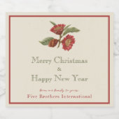 ヴィンテージ企業のレッドフローラホリデーカスタム リキュールボトルラベル (シングルラベル)