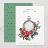 ヴィンテージ企業のレッドホリーベリー新年時計 シーズンカード (正面/裏面)