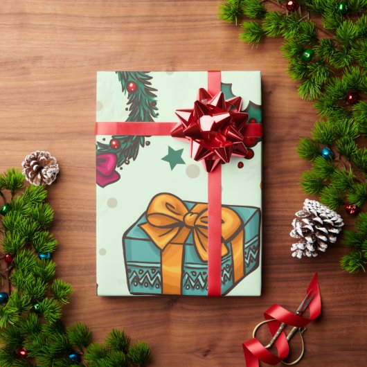 ヴィンテージ休日のお気に入り ラッピングペーパー (クリスマスギフト)