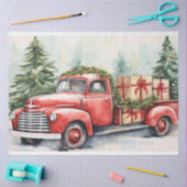 ヴィンテージ休日の喜び：レッドトラックとクリスマス 薄葉紙 (クラフト)