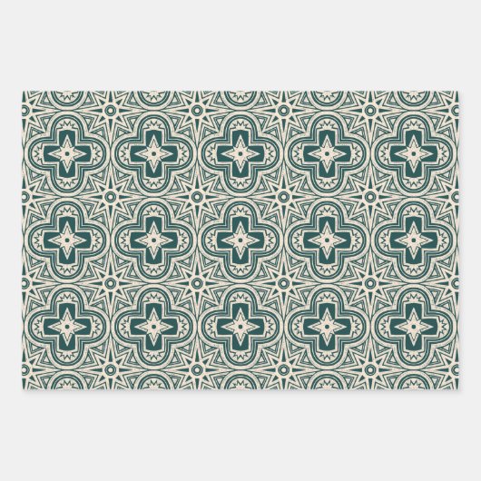 ヴィンテージ休日クローバー ラッピングペーパーシート (正面3)