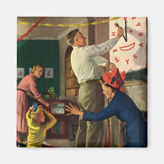 ヴィンテージ休日、大晦日の真夜中 マグネット (正面)