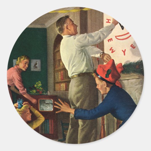 ヴィンテージ休日、大晦日の真夜中 ラウンドシール (正面)