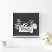 ヴィンテージ会の猫 スクエア壁時計 (ホーム)